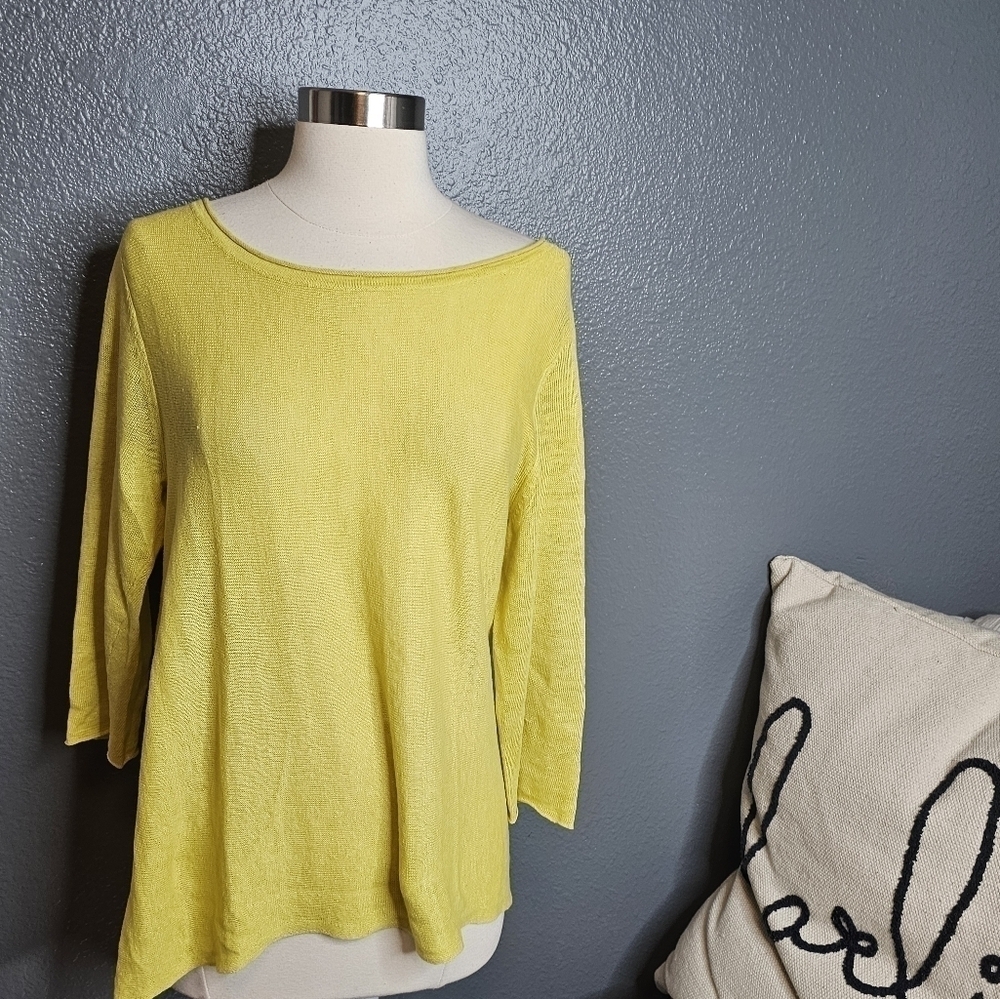 Eileen Fisher lime green pullover sweater size medium